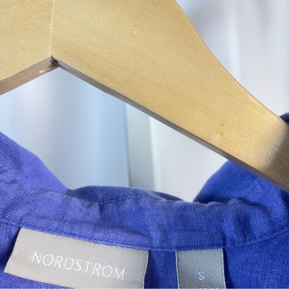 Nordstrom Periwinkle Small Linen Casual Button Down Shirt Relaxed Fit Collared - Picture 6 of 8